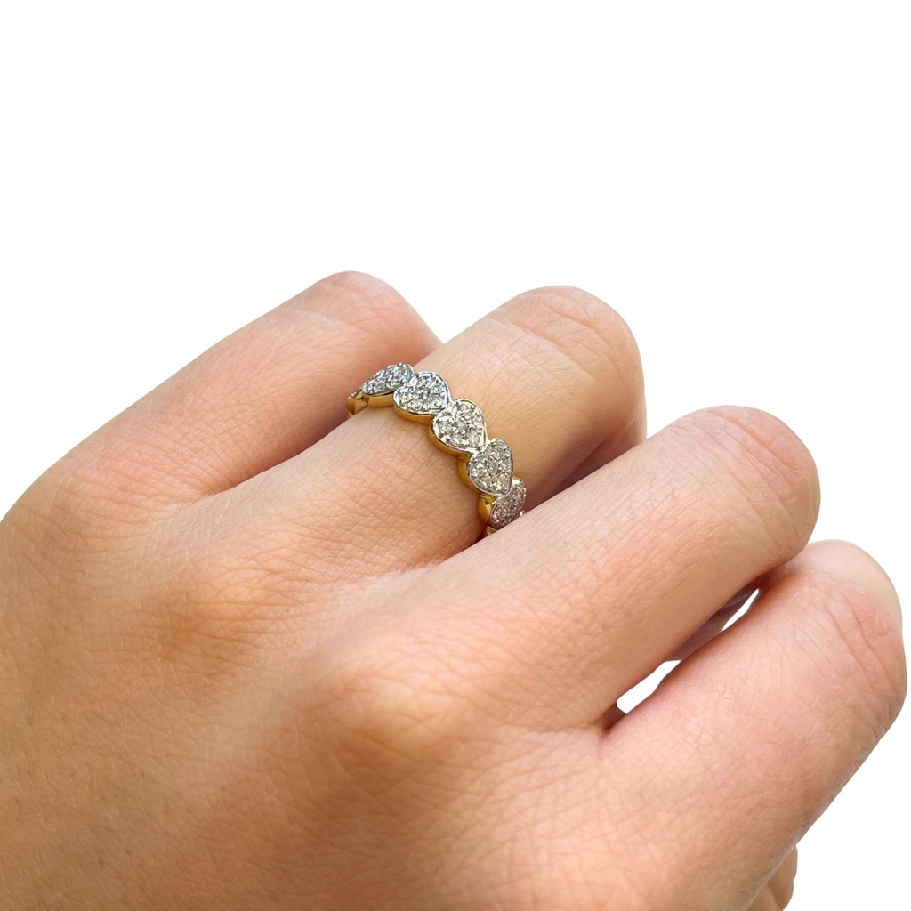 Anillo Corazones con Diamantes Creados en Vermeil
