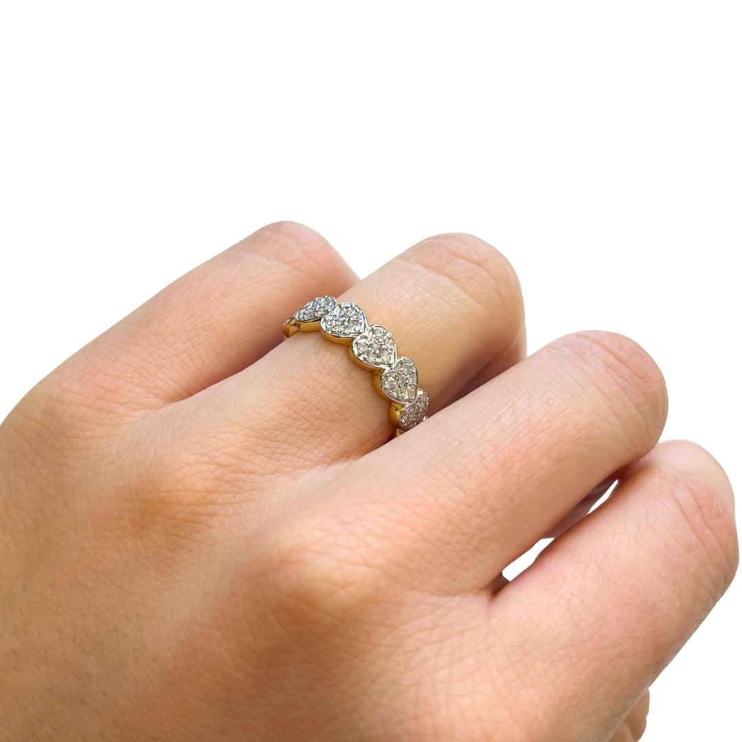 Anillo Corazones de Vermeil con Diamantes Creados