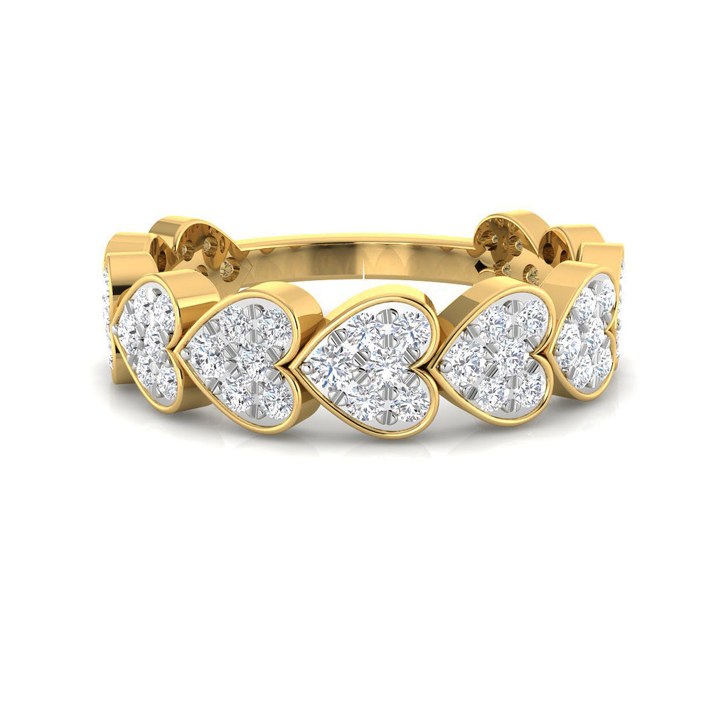 Anillo Corazones con Diamantes Creados en Vermeil