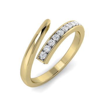 Anillo Cruzado 10 Diamantes Creados 0.13 Quilates en Vermeil