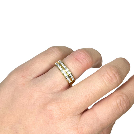 Anillo Media Alianza Doble 24 Diamantes Creados 0.39 Quilates en Vermeil