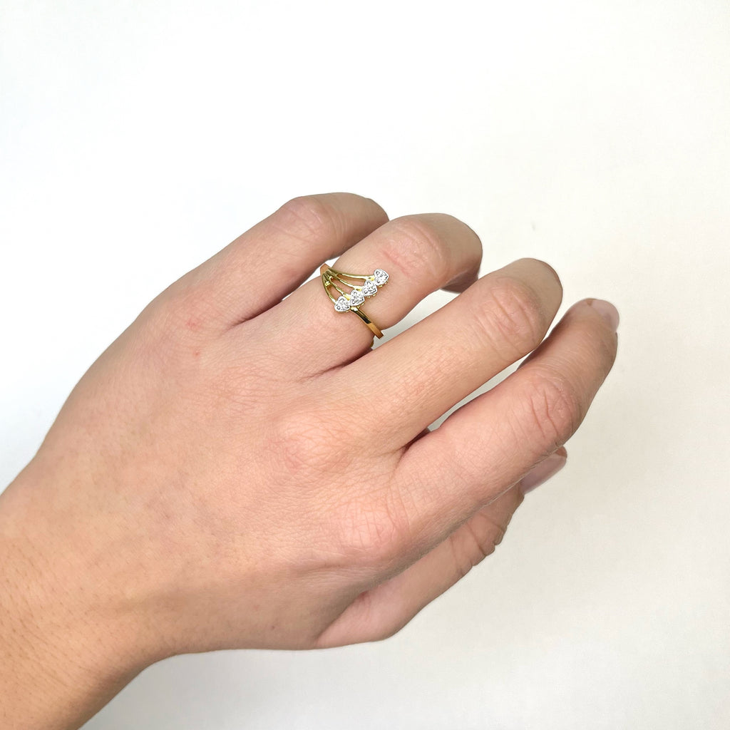 Anillo con Diamantes Creados en Vermeil