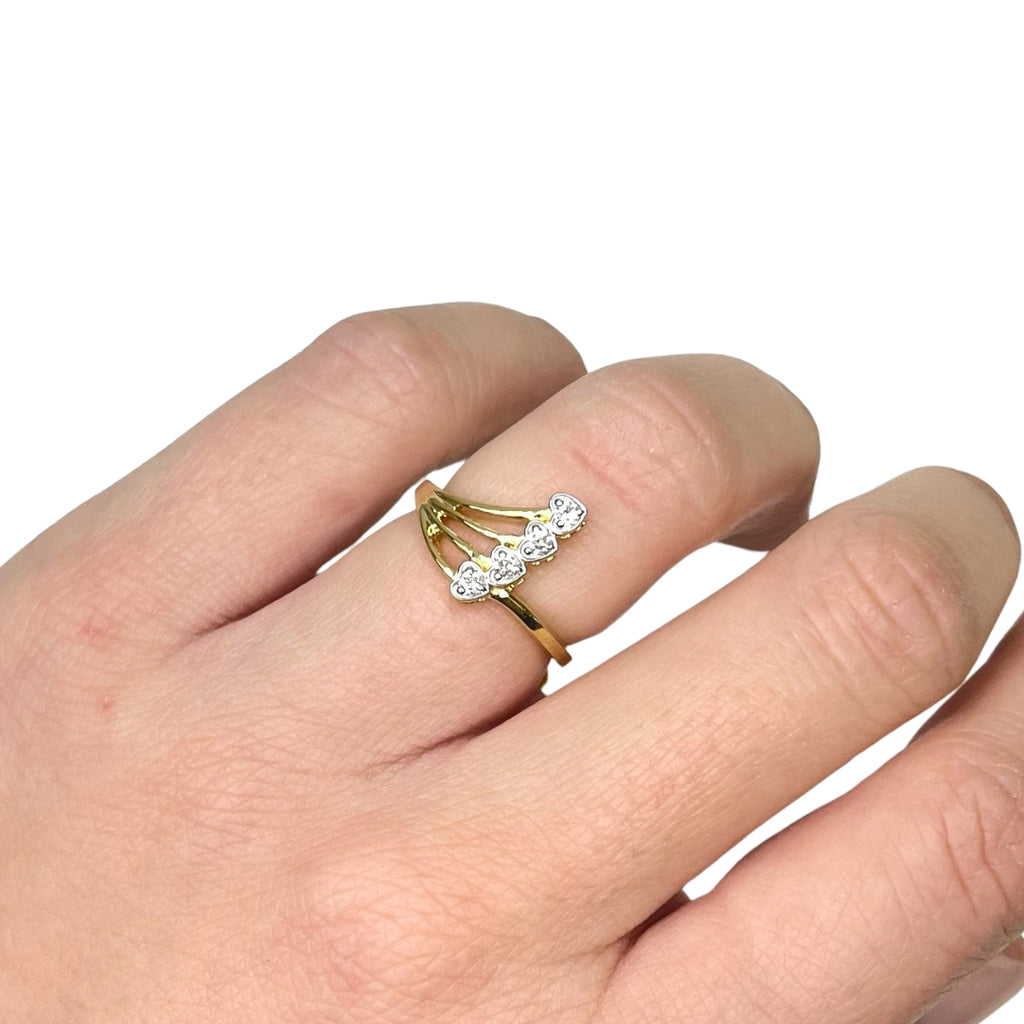 Anillo con Diamantes Creados en Vermeil