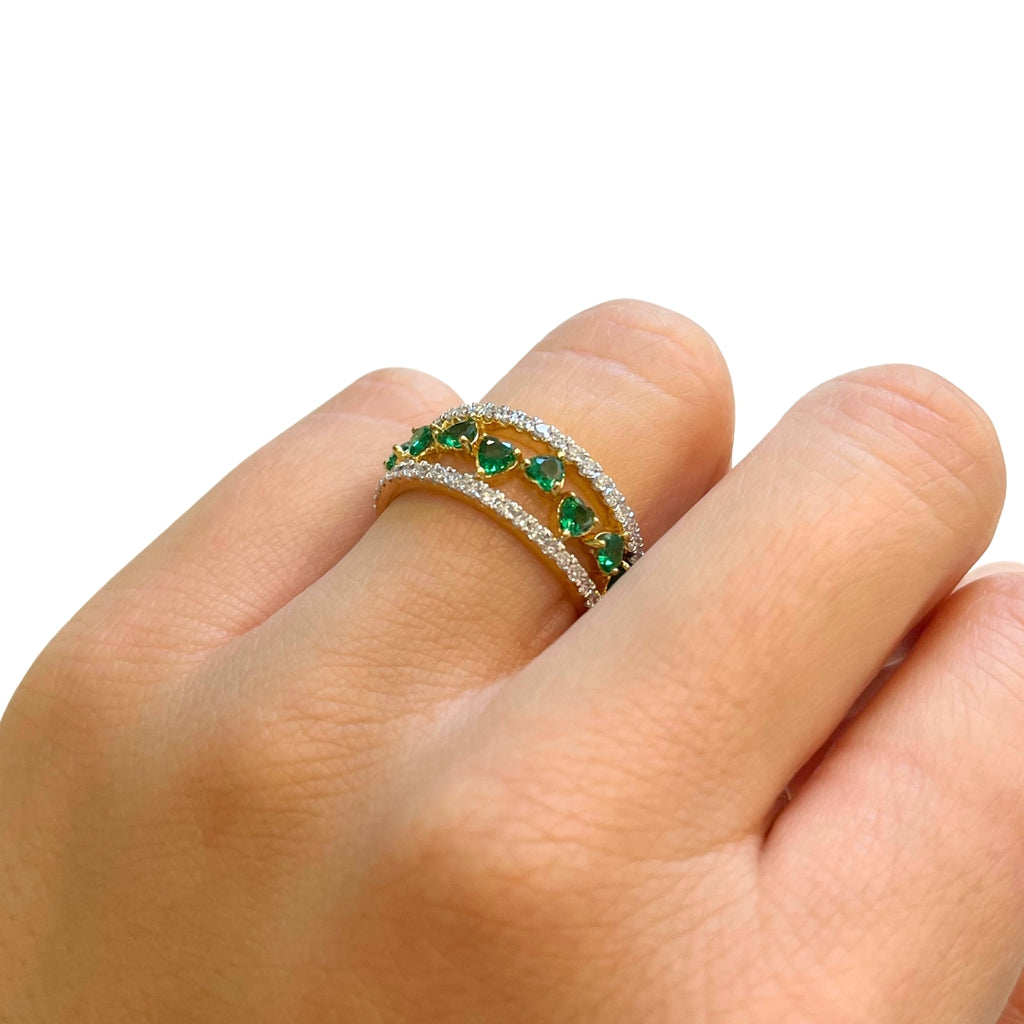 Anillo con Diamantes Creados en Vermeil