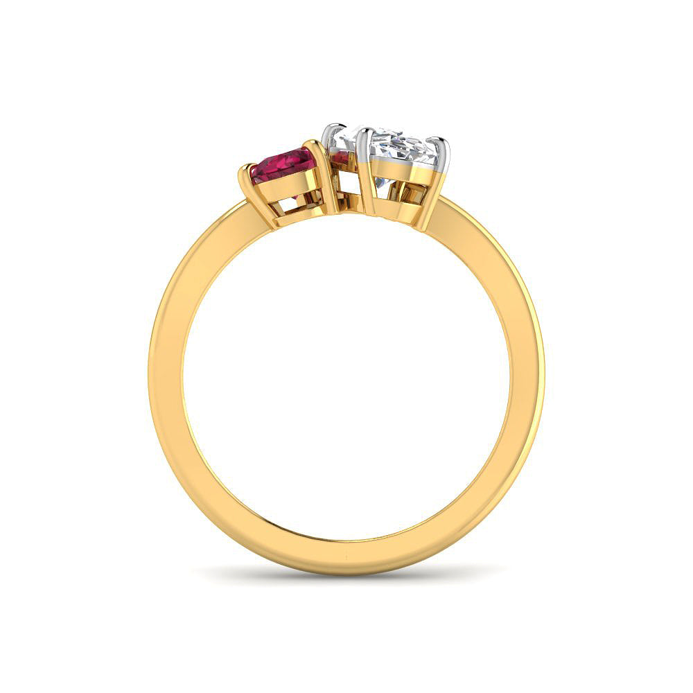 Anillo Rubí Gota con Diamantes Creados en Vermeil