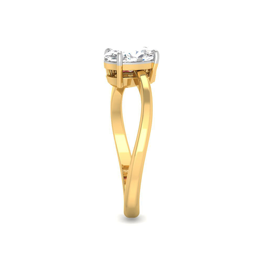 Anillo Rubí Gota con Diamantes Creados en Vermeil