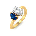 Anillo Zafiro Gota con Diamantes Creados en Vermeil