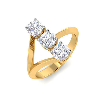 Anillo 3 Diamantes Creados 0.81 Quilates en Vermeil