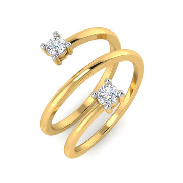 Anillo Espiral con 2 Diamantes Creados 0.19 Quilates en Vermeil