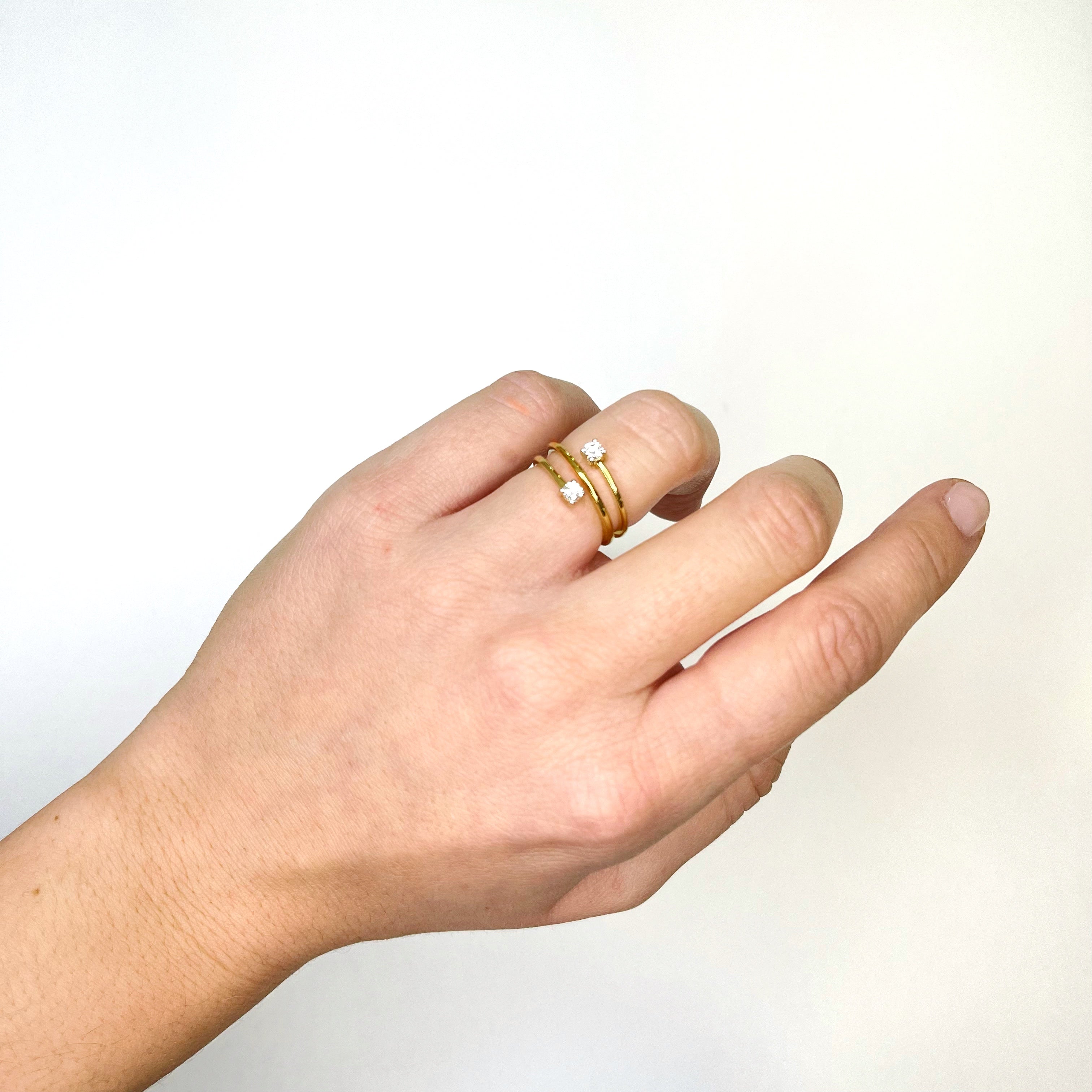 Anillo Espiral de Vermeil con Brillantes Creados