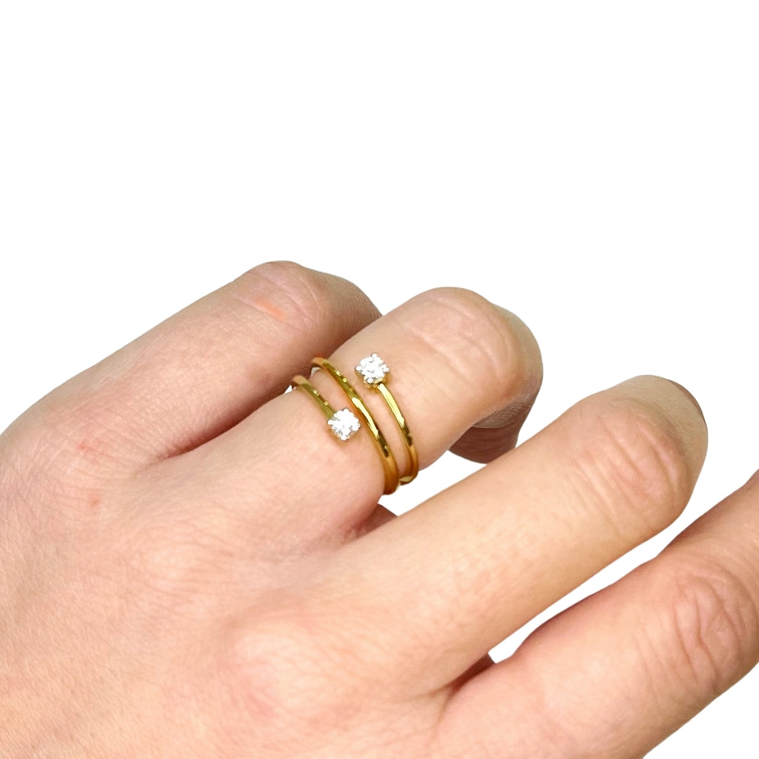 Anillo Espiral de Vermeil con Brillantes Creados