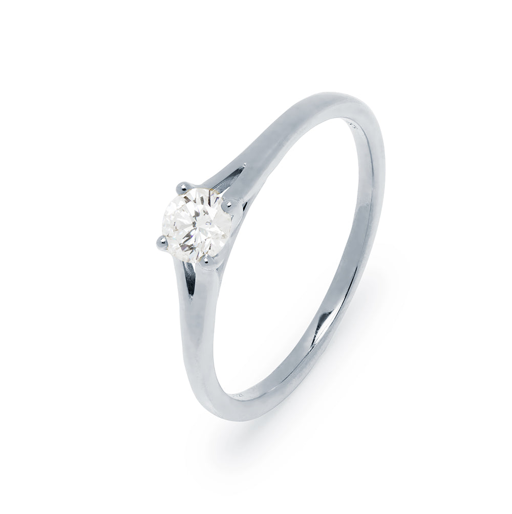 Solitario Marjorie de Oro Blanco 9K con Diamante Creado