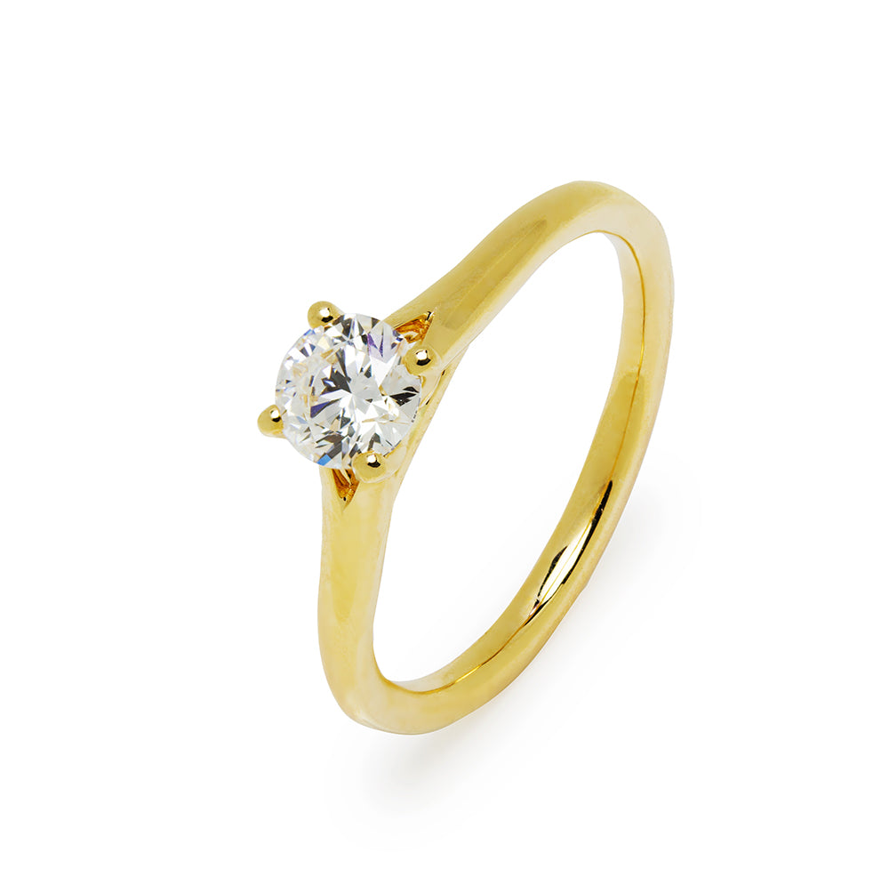 Anillo Solitario Marjorie de Oro 9K con Diamante Creado