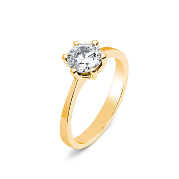 Anillo Solitario Janis  Diamante Creado 1 Quilates en Oro Amarillo 9 Kilates