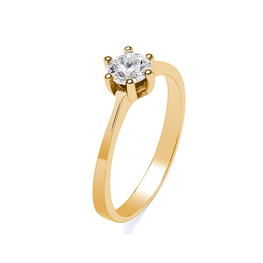 Anillo Solitario Janis  Diamante Creado 0,50 Quilates en Oro Amarillo 9 Kilates
