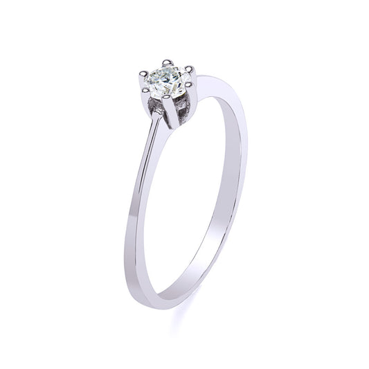 Anillo Solitario Janis  Diamante Creado 0,25 Quilates en Oro Blanco 9 Kilates
