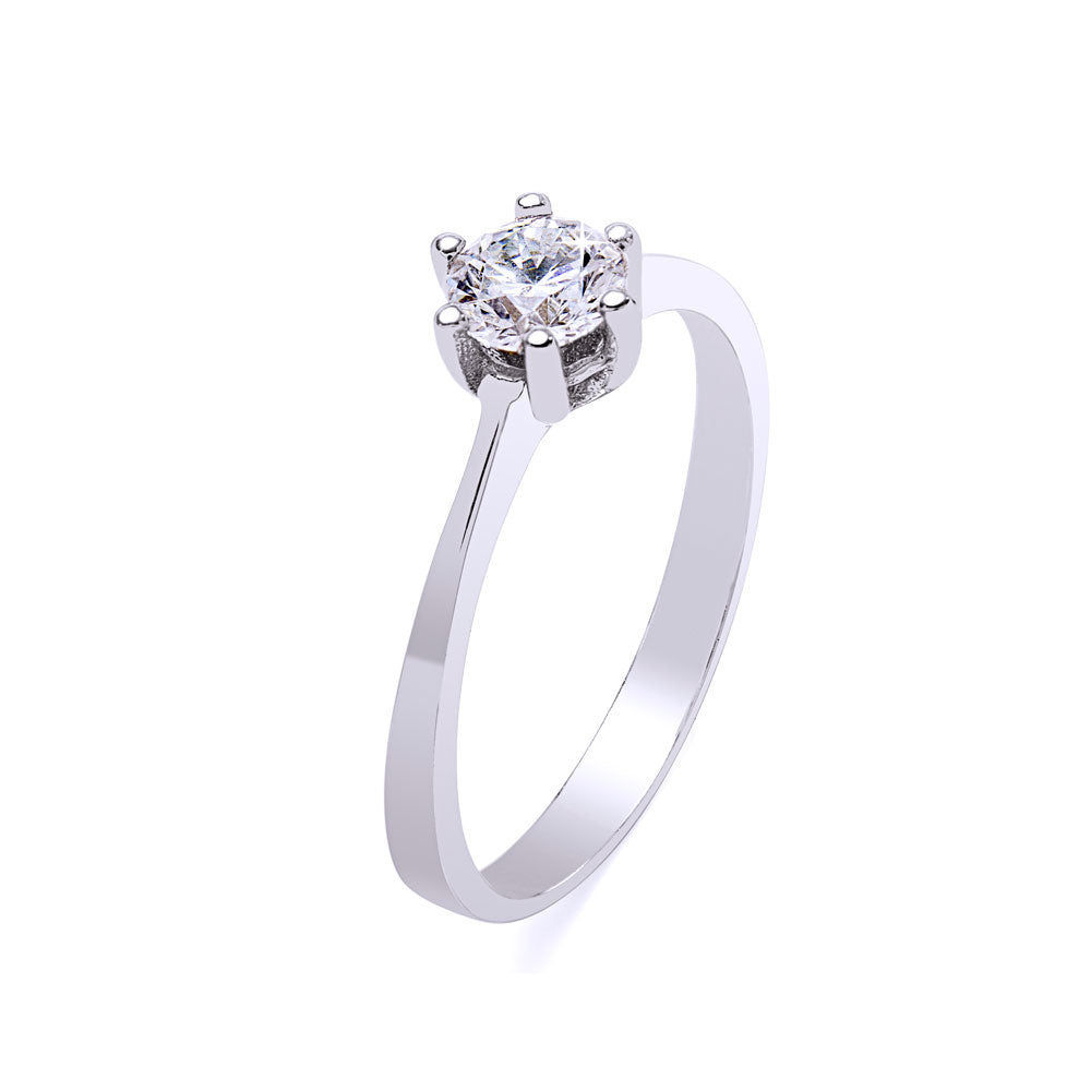 Anillo Solitario Janis  Diamante Creado 0,50 Quilates en Oro Blanco 9 Kilates