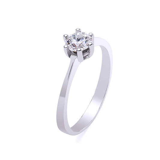 Anillo Solitario Janis  Diamante Creado 0,50 Quilates en Oro Blanco 9 Kilates