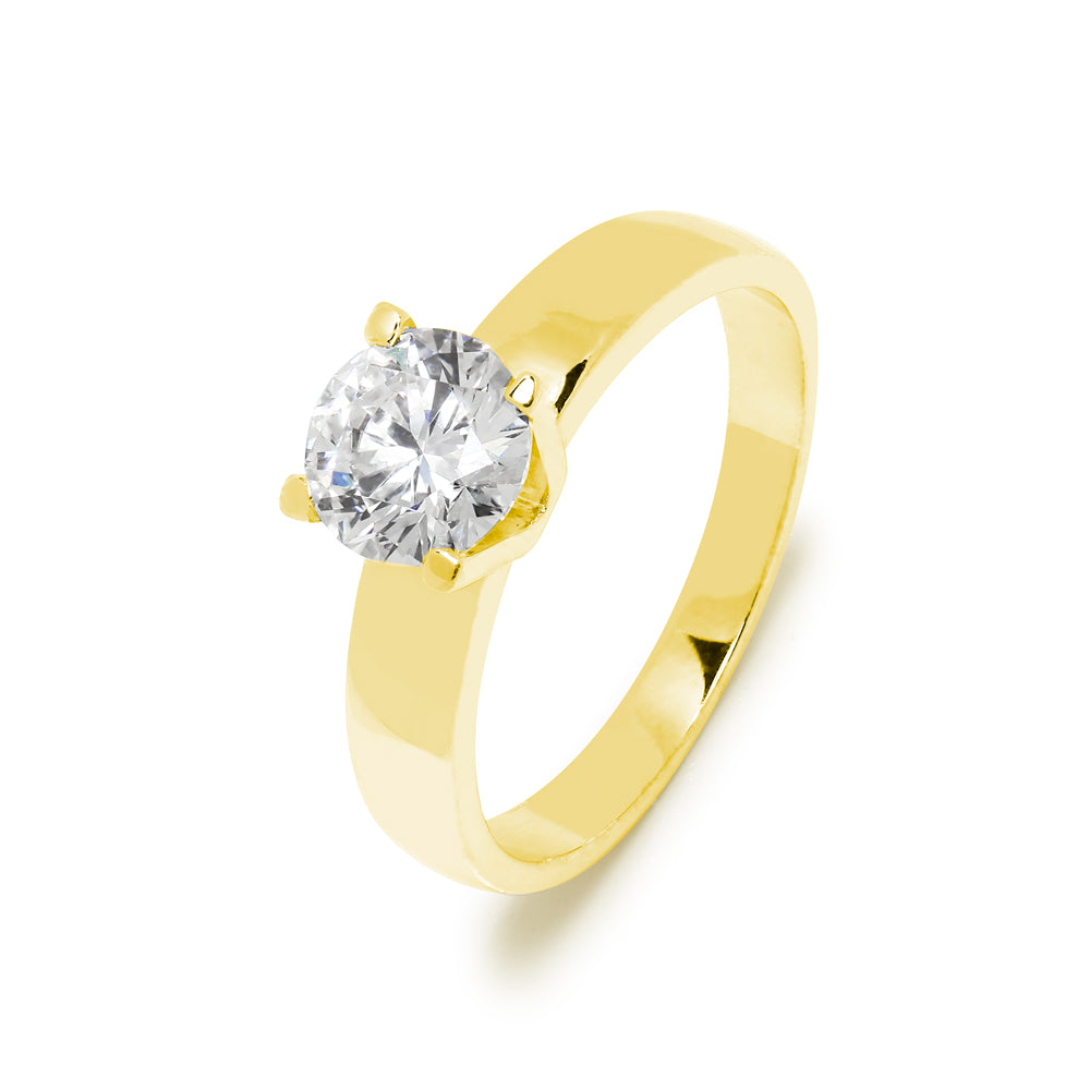 Solitario Cassari de Oro de 9 Quilates con Diamante Creado