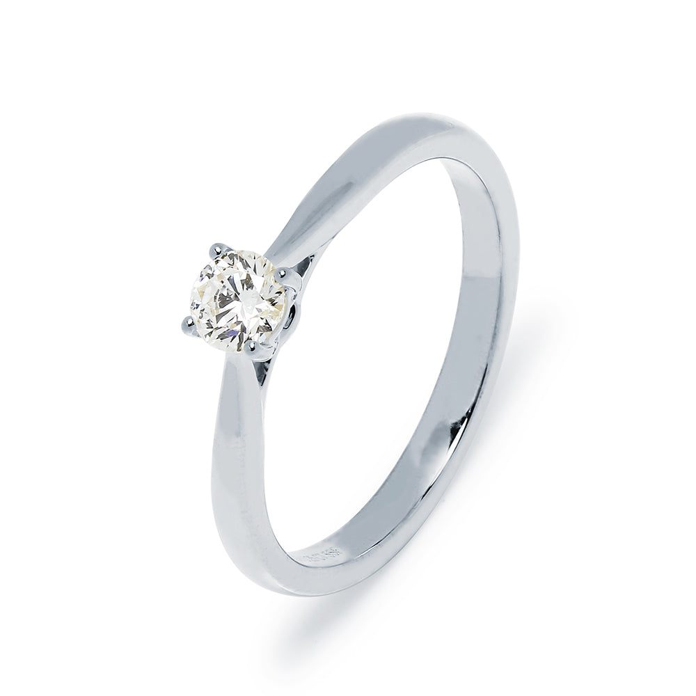 Solitario Lorraine de Oro Blanco 9K con Diamante Creado