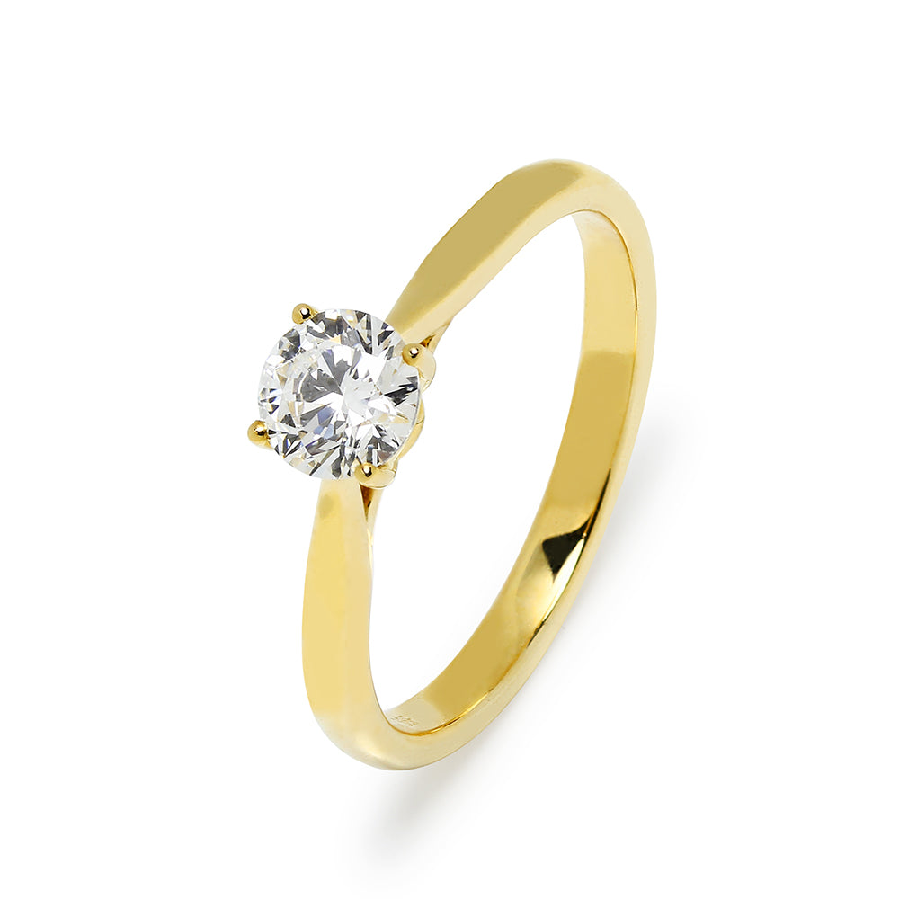 Anillo Solitario Lorraine de Oro 9K con Diamante Creado