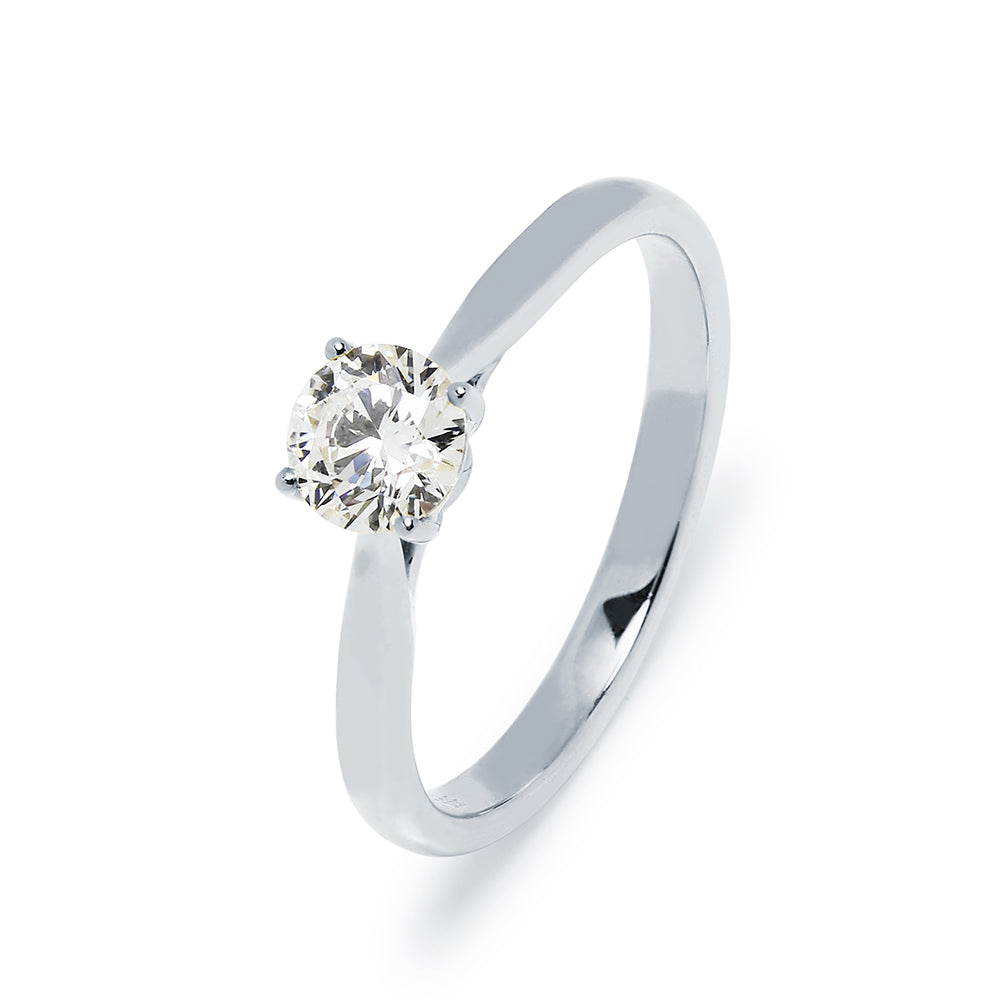 Solitario Lorraine de Oro Blanco 9K con Diamante Creado