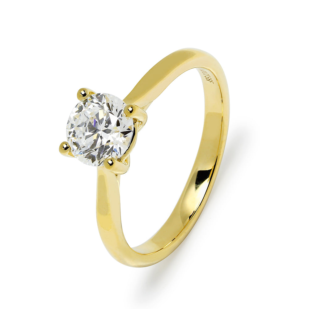 Anillo Solitario Lorraine de Oro 9K con Diamante Creado