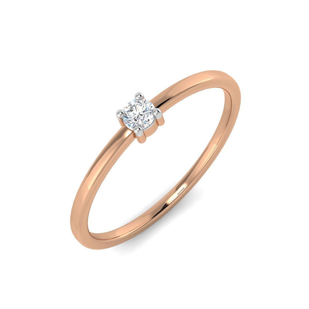Anillo Solitario 4 Grapas Diamantes Creados en Vermeil  0.06 Quilates