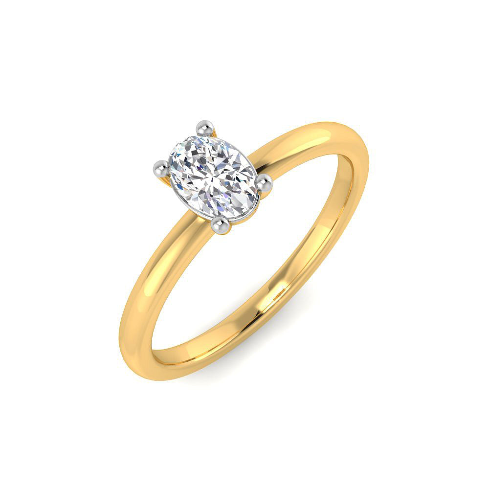 Anillo Solitario con Diamantes Creados en Vermeil