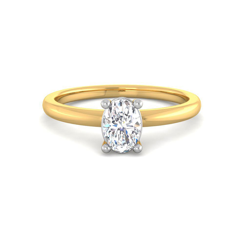 Anillo Solitario con Diamantes Creados en Vermeil