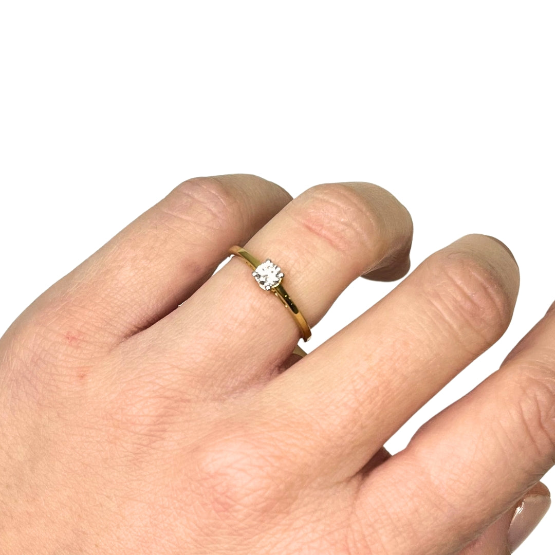 Anillo Solitario de Vermeil con Diamante Creado