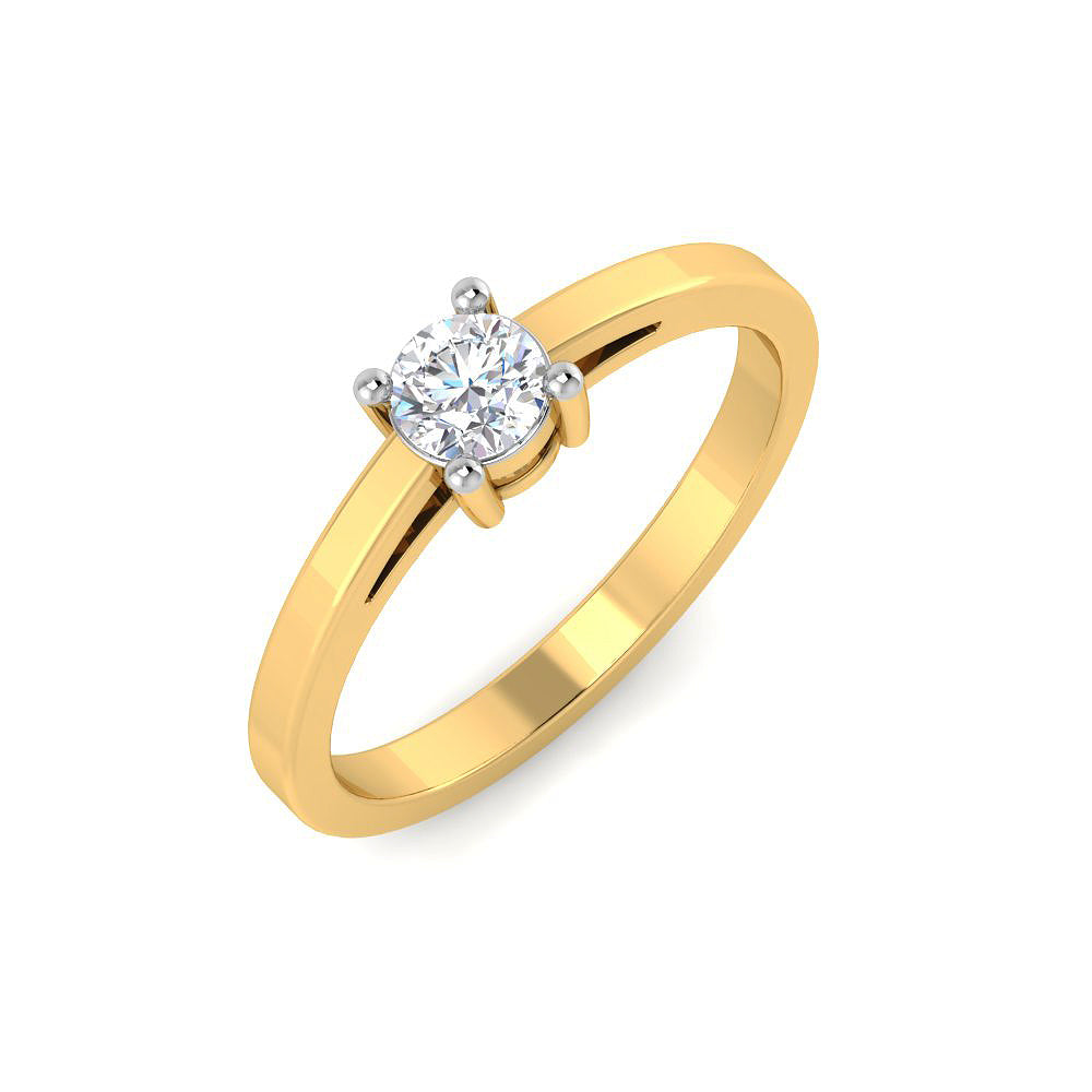 Anillo Solitario con Diamantes Creados en Vermeil