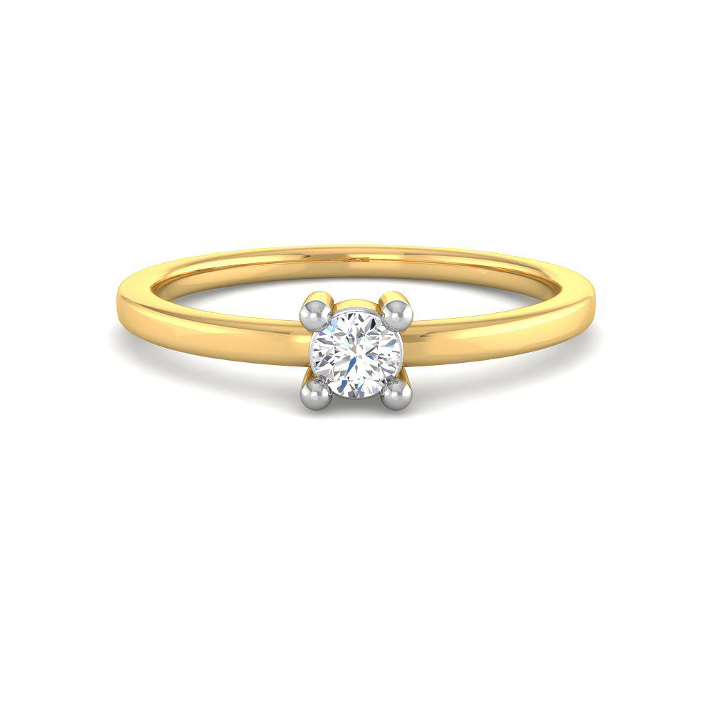 Anillo Solitario con Diamantes Creados en Vermeil