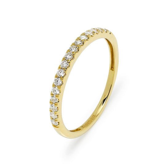 Media Alianza con Grapas y 17 Diamantes Creados de 0,25 Quilates en Oro Amarillo 9 Kilates