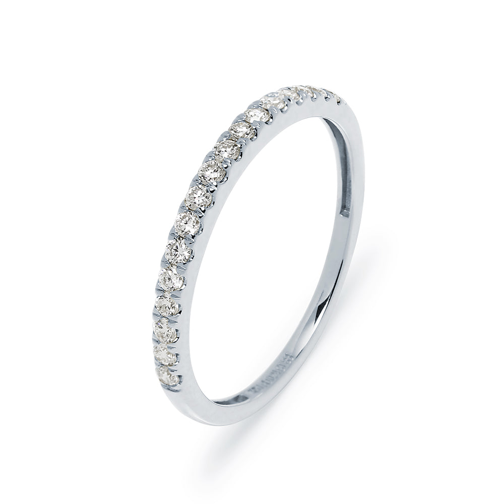 Media Alianza de Oro Blanco de 9 Quilates con Diamantes