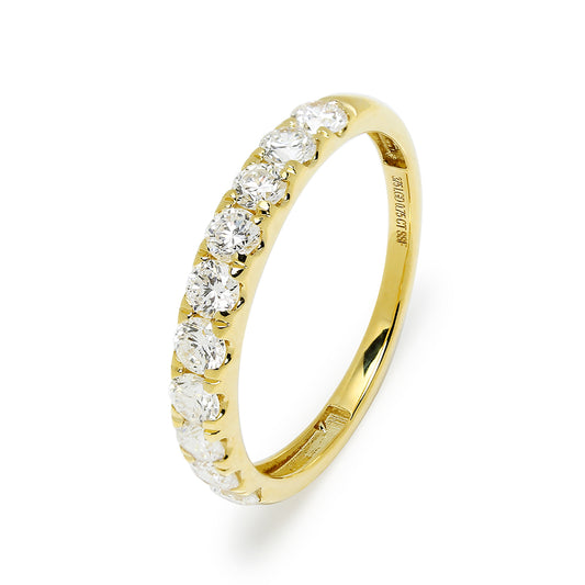 Media Alianza con Grapas y 10 Diamantes Creados de 0,74 Quilates en Oro Amarillo 9 Kilates