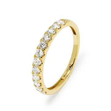 Media Alianza con Grapas y 12 Diamantes Creados de 0,52 Quilates en Oro Amarillo 9 Kilates