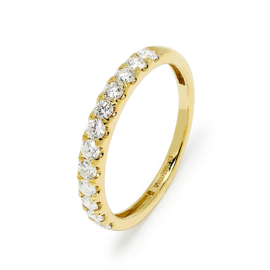 Media Alianza con Grapas y 12 Diamantes Creados de 0,52 Quilates en Oro Amarillo 9 Kilates