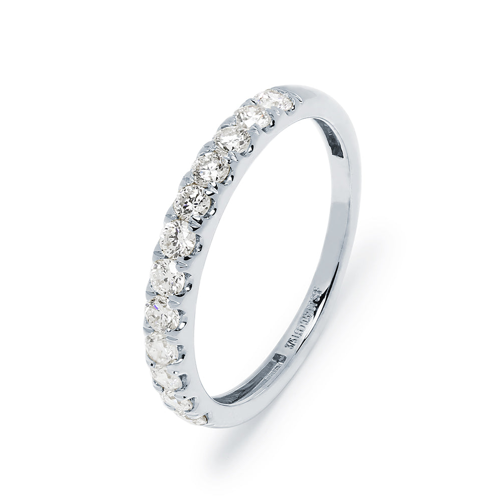 Media Alianza de Oro Blanco de 9 Quilates con Diamantes