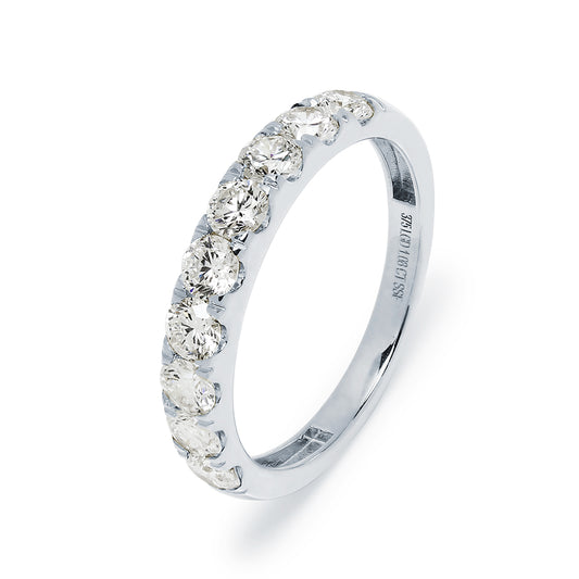Media Alianza con Grapas y 9 Diamantes Creados de 1.08 Quilates en Oro Blanco 9 Kilates
