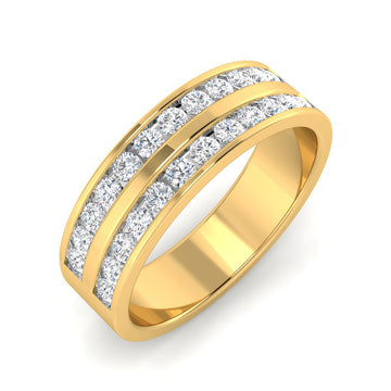 Anillo Media Alianza Doble 24 Diamantes Creados 0.39 Quilates en Vermeil