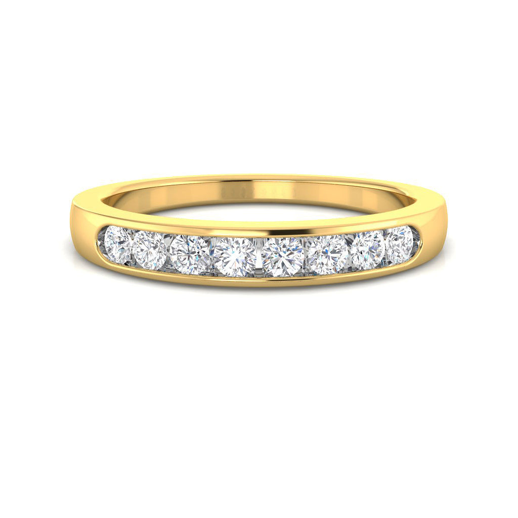 Anillo Media Alianza con Diamantes Creados en Vermeil