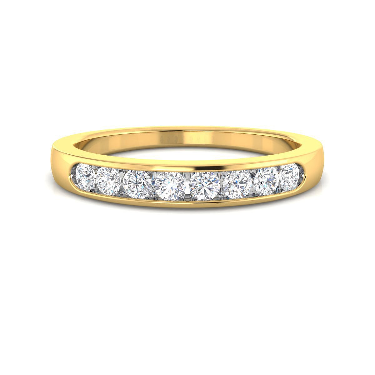 Anillo Media Alianza con Diamantes Creados en Vermeil