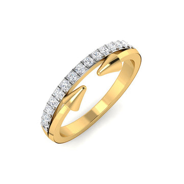 Anillo Flecha Media Alianza con 15 Diamantes Creados 0.19 Quilates en Vermeil