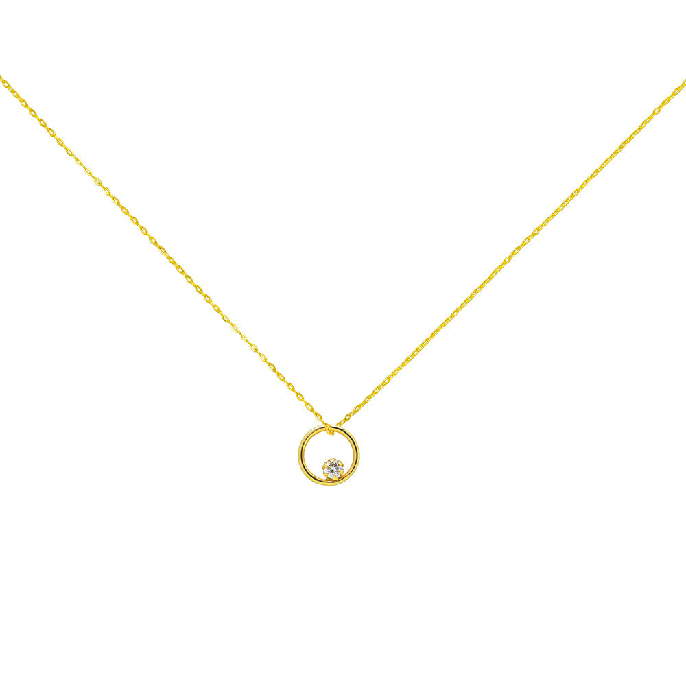 Conjunto Mery Cadena con Colgante y Pendientes con Diamante Creado en Oro Amarillo 9 Kilates