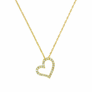 Cadena y Colgante Corazón con Diamantes Creados de 0,15 quilates en Oro Amarillo 9 Kilates