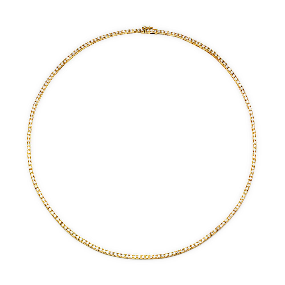 Cadena Riviere con Diamante Creado de 4.01 quilates en Oro de 18 Kilates