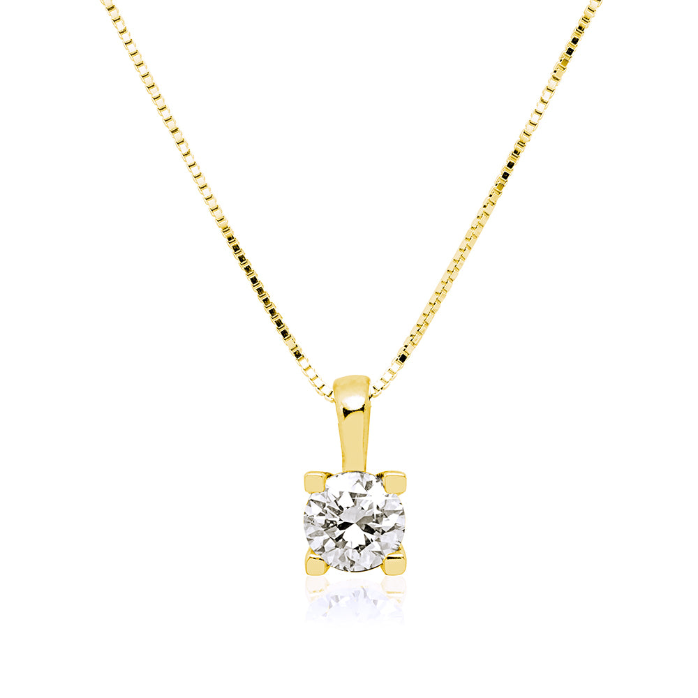 Cadena y Colgante Naila 4 grapas con Diamante Creado de 0,50 Kilates Oro Amarillo