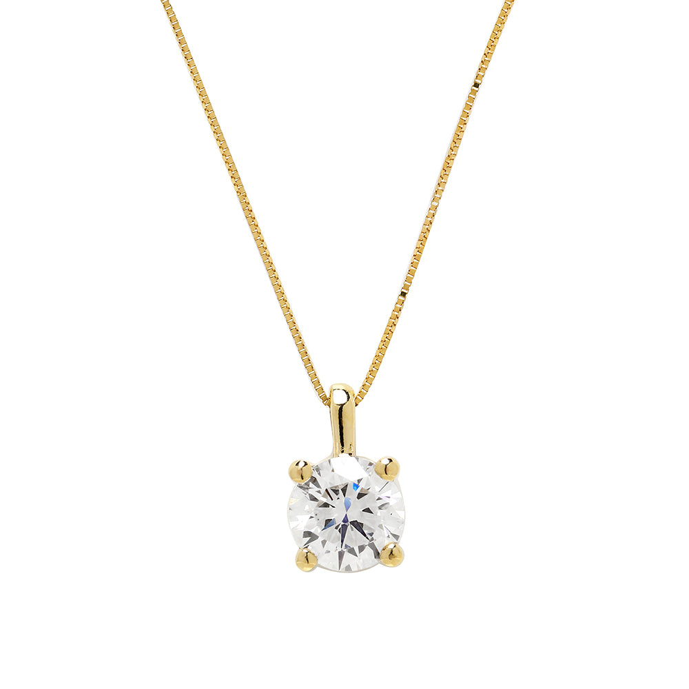Cadena y Colgante Naila 4 Grapas con Diamante Creado de 1 Quilate en Oro de 18 kilates