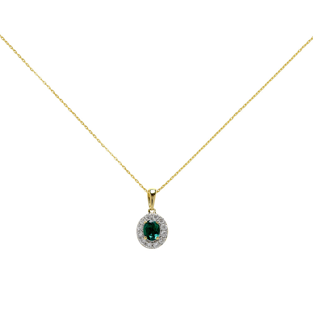 Conjunto Colgante Rosetón Sian de Oro 9K con Esmeralda